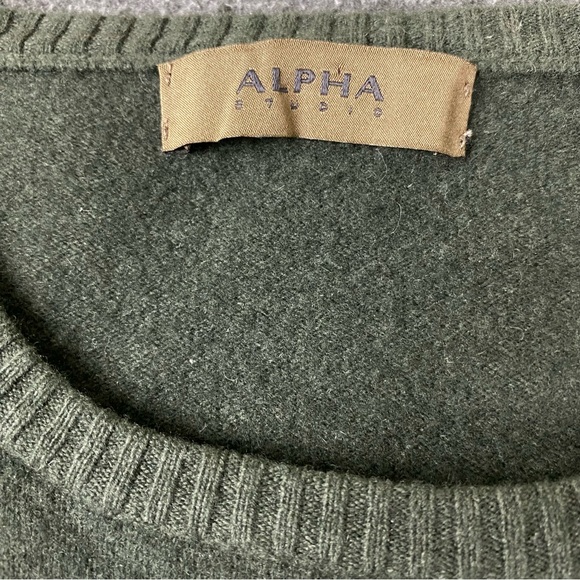 ALPHA STUDIO Dark Green Wool Cashmere Crewneck Sweater Men’s Size 50 Medium - Picture 2 of 12
